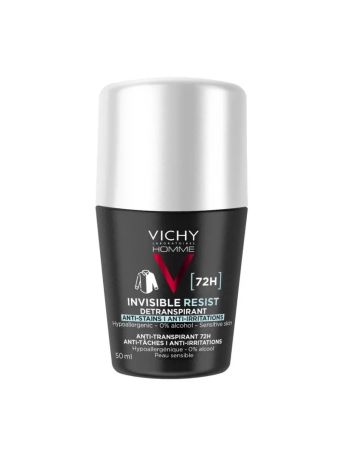 Vichy Homme Invisible Resist 72H Dermo Detranspirant - Anti-Stains Ανδρικό Αποσμητικό Roll-On 50ml