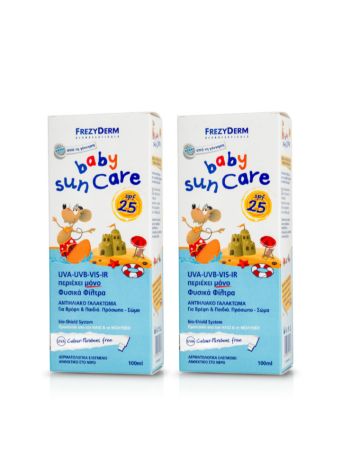 Frezyderm Baby Sun Care Αδιάβροχο Βρεφικό Αντηλιακό Γαλάκτωμα για Πρόσωπο & Σώμα SPF25 100ml & Δώρο Baby Sun Care 100ml SPF25