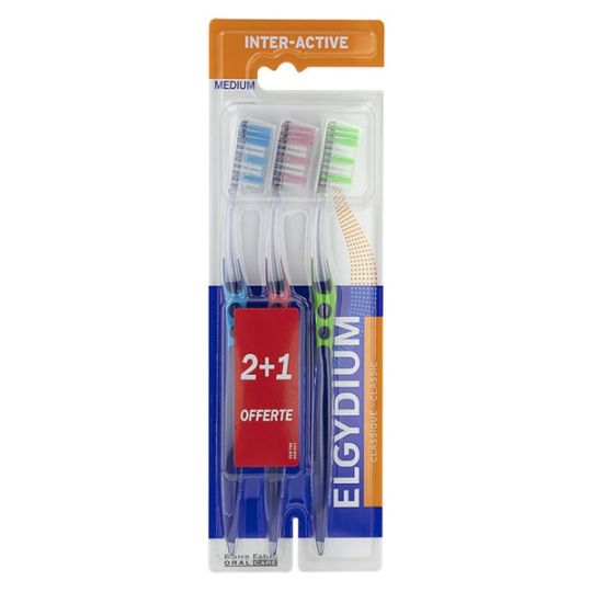 Elgydium Promo (2+1) Inter-Active Toothbrush Medium, 3τμχ