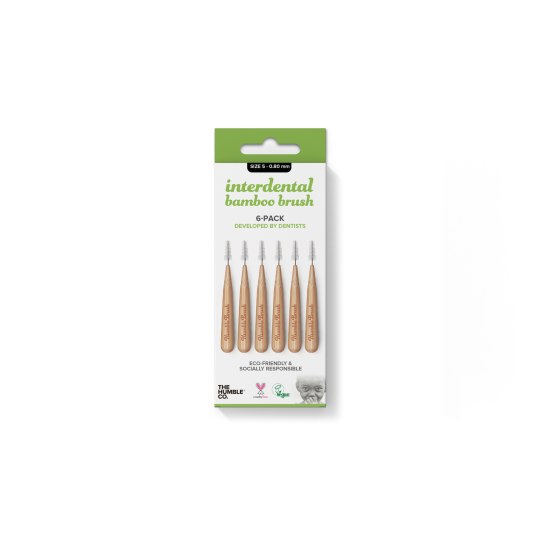 HUMBLE BAMBOO INTERDENTAL BRUSH - 6 PACK - SIZE 5 - 0.8MM - GREEN