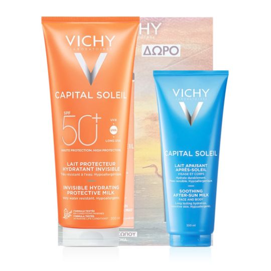Vichy Capital Soleil Αντηλιακό Γαλάκτωμα Σώματος SPF50+ 300ml, Δώρο Vichy Ideal Soleil Γαλάκτωμα για Μετά τον Ήλιο, 100ml